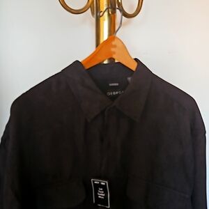 George - Men's Sueded, Microfiber Shirt - Black